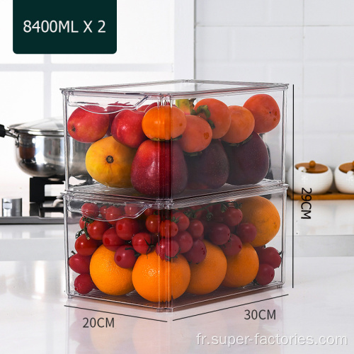 Bacs de rangement empilables de cuisine en plastique transparent pour animaux de compagnie